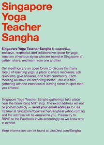 Singapore Yoga Teacher Sangha GENERAL
