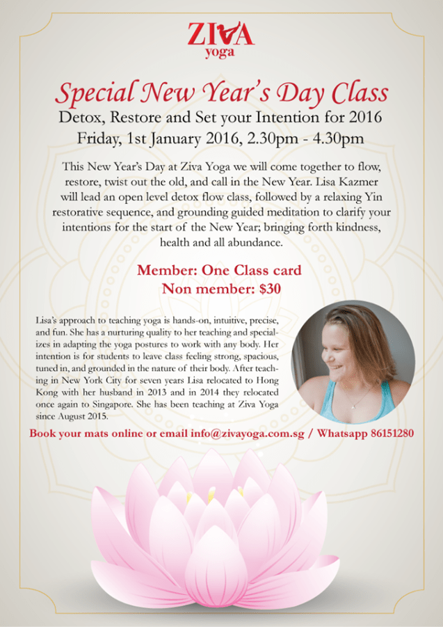 New Years Day Yoga Singapore Lisa Kazmer Ziva Yoga